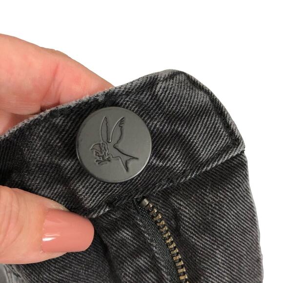 One Teaspoon Black Oak Jeans 24 Cropped Kick Flare Raw Hem Rigid Denim Pants - Picture 8 of 9